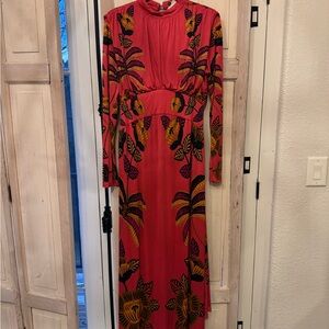 FARM Rio Vibrant Red and Black Long Sleeve Dress